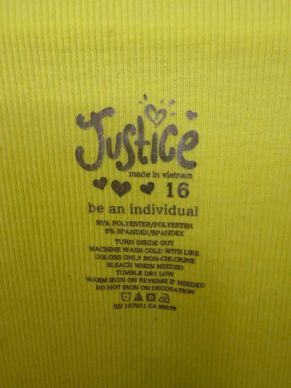 Justice Yellow Kids Graphic Tank Top!
